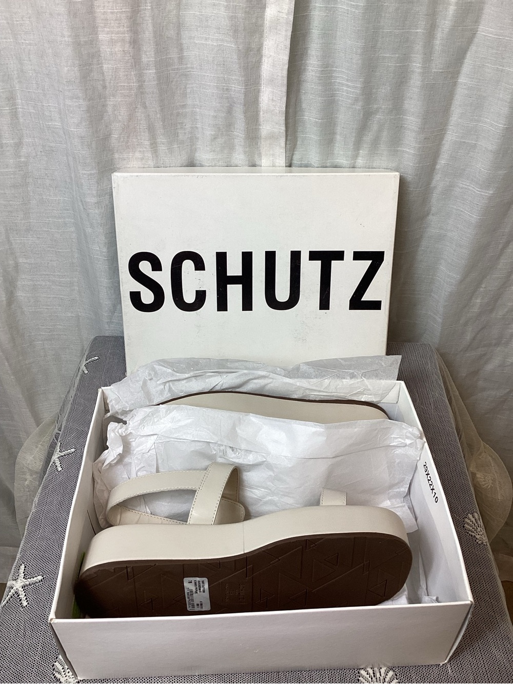 NWT SCHUTZ Evereve Wavy Ankle Strap Platform Sandals- Pearl; Size: 7B - Picture 10 of 12